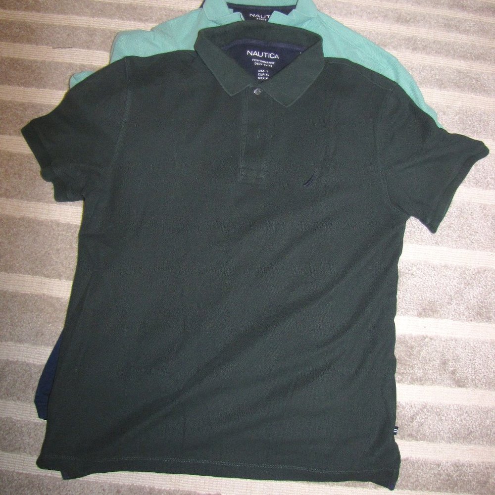 Hunter Green Nautica Performance Deck Shirt Large